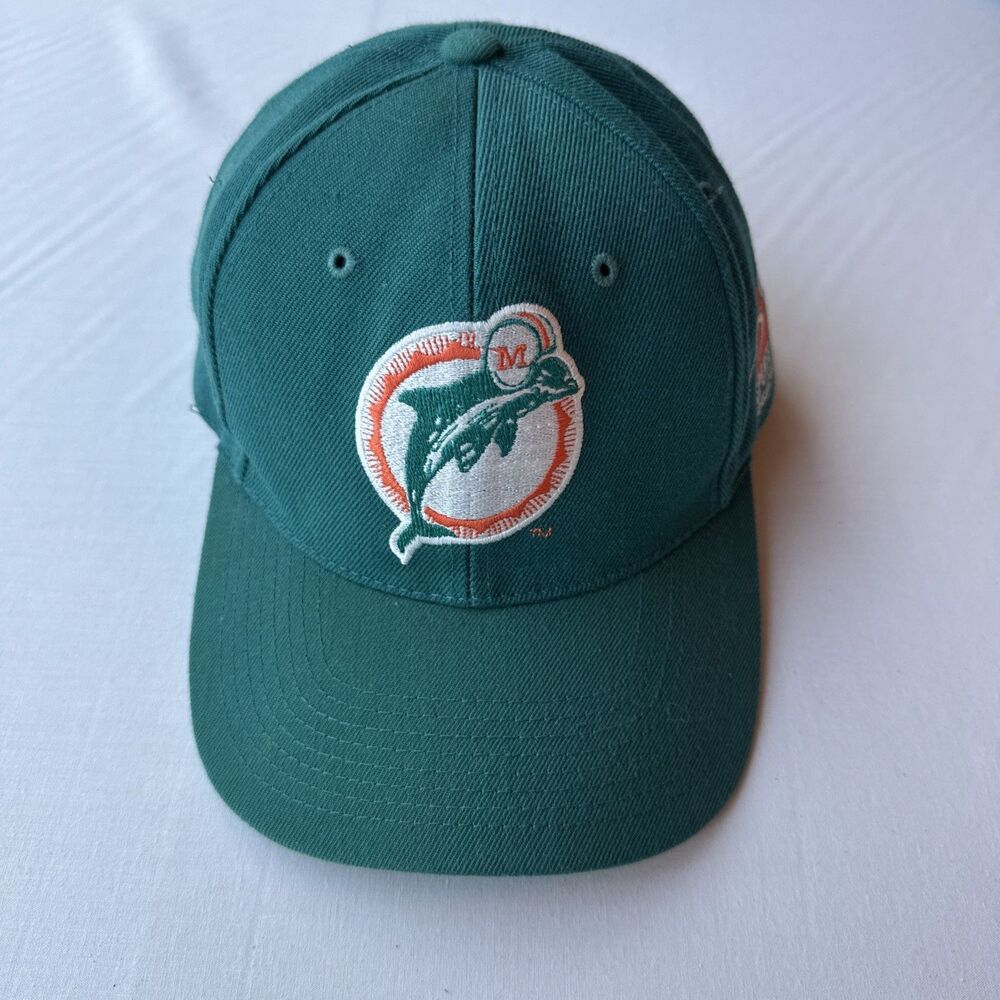 VTG 90s Sports Specialties Miami Dolphins Twin Image Snapback Hat Cap Wool Blend